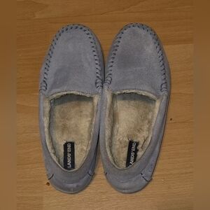 Lands' End Women's Faux Fur Lined Suede Moccasin Slippers 7B